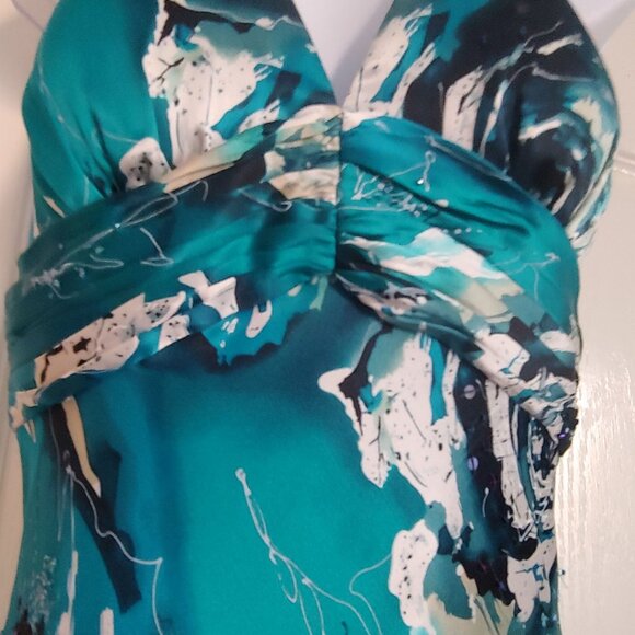 Adrianna Pappell 100% Silk Beaded Babydoll Empire Waist Prom Evening Dress 6 - Picture 10 of 16